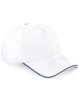 Beechfield CB25c Authentic 5 Panel Cap - Piped Peak - White/French Navy - One Size