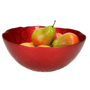 Decoratie schaal/fruitschaal van glas rood rond D28 x H11,5 cm