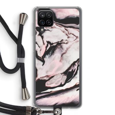 Roze stroom: Samsung Galaxy A12 Transparant Hoesje met koord