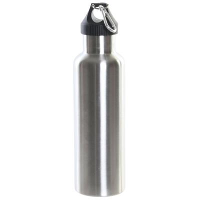 ITEM Thermosfles - 750 ml - zilvergrijs - RVS - dubbelwandig - karabijnhaak - BPA-vrij