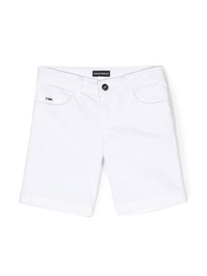 Emporio Armani Kids short à plaque logo - Blanc