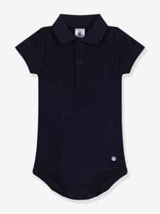 Rompertje met korte mouwen en polo-opening PETIT BATEAU marineblauw