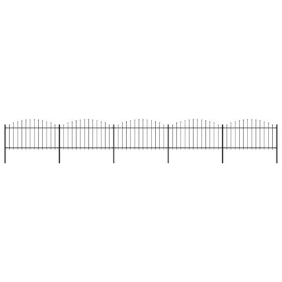 Tuinhek met speren bovenkant (1,25-1,5)x8,5 m staal zwart