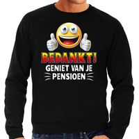 Funny emoticon sweater Bedankt geniet van je pensioen zwart here