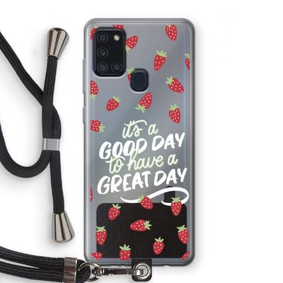 Don't forget to have a great day: Samsung Galaxy A21s Transparant Hoesje met koord