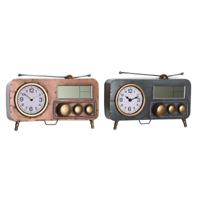 Tafelklok DKD Home Decor Grijs Koper Vintage (2 Stuks)