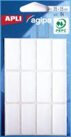 Agipa witte etiketten in etui ft 15 x 35 mm (b x h), 84 stuks, 12 per blad