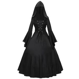 Punk Gothic Middeleeuws Feestkostuum Gemaskerd Bal Halloween Kostuums Heks Cosplay Dames Trekkoord Effen Halloween Carnaval Halloween Evenement / Feest Kleding Lightinthebox