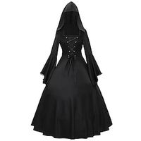 Punk Gothic Middeleeuws Feestkostuum Gemaskerd Bal Halloween Kostuums Heks Cosplay Dames Trekkoord Effen Halloween Carnaval Halloween Evenement / Feest Kleding Lightinthebox