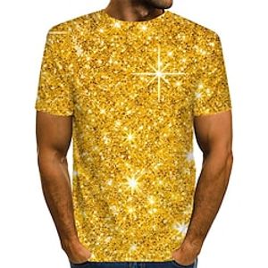 Voor heren Overhemd T-shirt Grafisch Abstract Ronde hals Paars Goud Groen Grote maten Dagelijks Uitgaan Korte mouw Geplooid Afdrukken Kleding Streetwear overdreven Lightinthebox