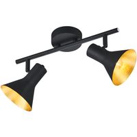 LED Plafondspot - Trion Nana - E14 Fitting - 2-lichts - Rond - Mat Zwart/Goud - Aluminium
