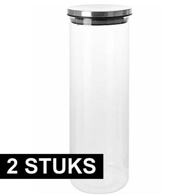 Glazen luxe keuken voorraadpotten - 2x - 31 cm - 1800 ml - voorraadbussen - met luchtdichte deksel