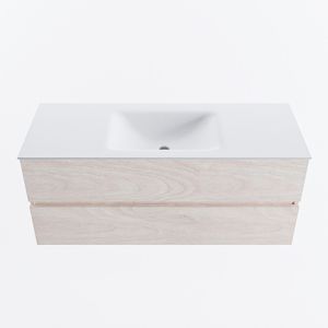 MONDIAZ VICA 120cm badmeubel onderkast Underlayment 2 lades. Wastafel CLOUD midden 1 kraangat, kleur Talc.