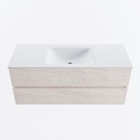 MONDIAZ VICA 120cm badmeubel onderkast Underlayment 2 lades. Wastafel CLOUD midden 1 kraangat, kleur Talc.