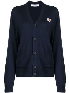 Maison Kitsuné logo-patch wool cardigan - Bleu