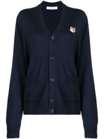 Maison Kitsuné logo-patch wool cardigan - Bleu - thumbnail