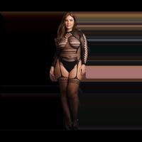 Le Désir by Shots Bodystocking met Lange Mouwen en Korte Col - OSX - Zwart