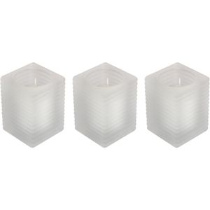 3x Witte woondecoratie kaarsen met matte houders 7 x 10 cm 24 branduren