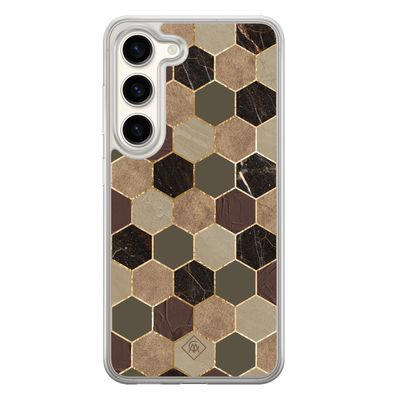 Samsung Galaxy S23 hybride hoesje - Kubus groen bruin Samsung Galaxy S23 hybride hoesje - Kubus groen bruin