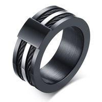Zwarte Titanium ring met stalen kabels