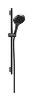 Hansgrohe Rainfinity doucheset 130 3jet met glijstang S Puro 65 cm, push-schuifstuk en Designflex textiel doucheslang 160 cm, Brushed Black Chrome