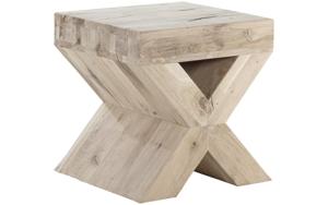 Goossens Bijzettafel Cruzado, hout eiken onbewerkt, stijlvol landelijk, 50 x 50 x 47 cm
