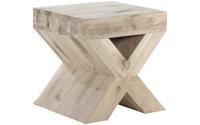 Goossens Bijzettafel Cruzado, hout eiken onbewerkt, stijlvol landelijk, 50 x 50 x 47 cm