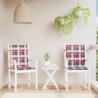 VidaXL Tuinstoelkussens 2 st 100x50x3 cm oxford stof ruitpatroon rood