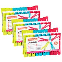 Plasticforte Wasknijpers XL - 60x stuks - felle kleuren mix - kunststof - 10 cm - Was ophangen