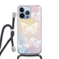 White butterfly: iPhone 13 Pro Transparant Hoesje met koord