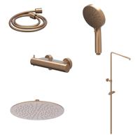 Regendoucheset IVY Bond Opbouw Thermostatisch 30 cm Slim Rond 3-Standen Handdouche Geborsteld Mat Koper PVD Regendoucheset IVY Bond Opbouw Thermostatisch 30 cm Slim Rond 3-Standen Handdouche Geborsteld Mat Koper PVD