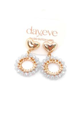 Day&Eve Oorbellen Cute Heart Dangle White | Goud