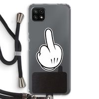 Middle finger white: Samsung Galaxy A22 5G Transparant Hoesje met koord