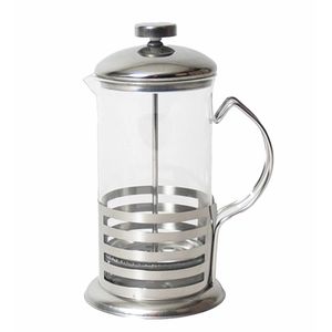 French press koffie/thee maker/ cafetiere - glas/RVS - 600 ml