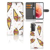 Samsung Galaxy S21 | Book Cover | Icecream | Portemonnee hoesje Samsung Galaxy S21 | Book Cover | Icecream | Portemonnee hoesje