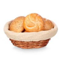 Kipit Broodmandje met stof - riet/canvas - bruin - 25 x 9 cm - landelijke stijl - Broodjes serveren