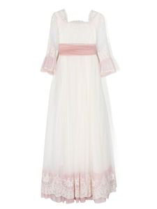 Manuela Macías robe en tulle Odette à taille empire - Blanc