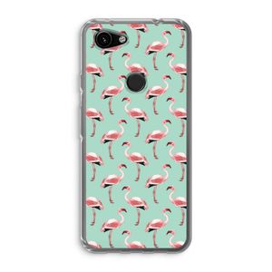 Flamingoprint groen: Google Pixel 3a Transparant Hoesje