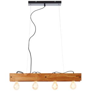 Brilliant Hanglamp Calandra 4-lichts zwart met houtbruin 99451/76