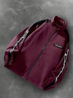 Bon&Bon Men's Colorblock Letter Print Windbreaker Jacket | White Burgundy / XL