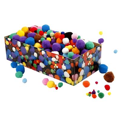 Knutsel pompons - 720x - diverse maten 5-40 mm - kleurenmix Knutsel pompons - 720x - diverse maten 5-40 mm - kleurenmix