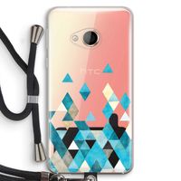 Gekleurde driehoekjes blauw: HTC U Play Transparant Hoesje met koord