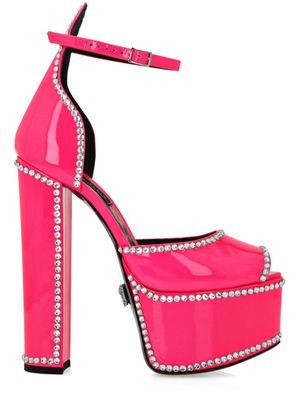 Philipp Plein sandales en cuir à ornements en cristal - Rose
