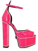 Philipp Plein sandales en cuir à ornements en cristal - Rose