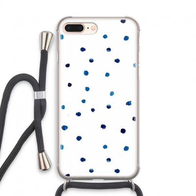 Blauwe stippen: iPhone 7 PLUS Transparant Hoesje met koord