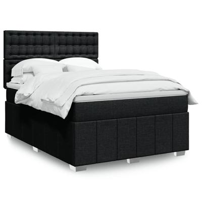 Boxspring met matras stof zwart 140x200 cm