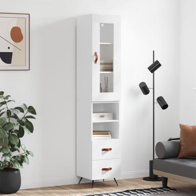 Hoge kast 34,5x34x180 cm bewerkt hout wit