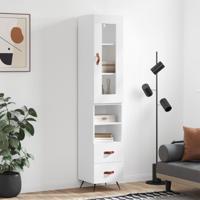Hoge kast 34,5x34x180 cm bewerkt hout wit