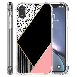 Apple iPhone Xr Shockproof Case Zwart Roze Vormen