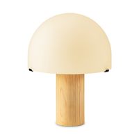 Home sweet home mushroom tafellamp naturel hout / kap opaalglas